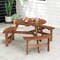 Fir Wood Round Picnic Table Set with 3 Benches and Umbrella Hole